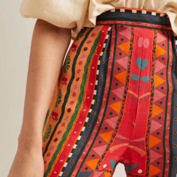 Anthropologie Farm Rio Printed Linen High Waist Jogger Pants SP - Picture 2 of 13